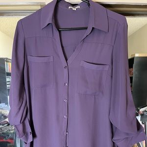 By EXPRESS, Portofino button Blouse purple